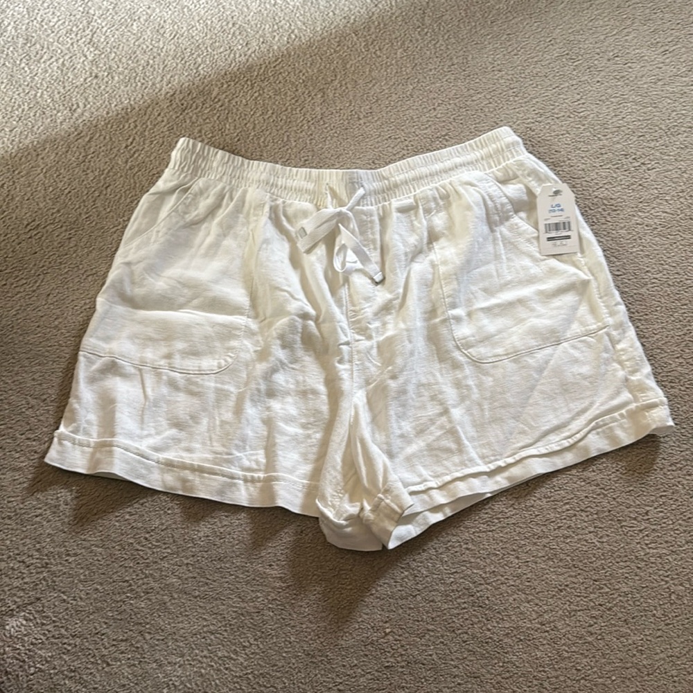 Women's White Drawstring Shorts - Picture 2 of 7